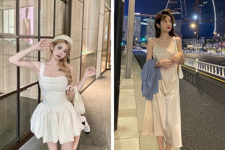 Đầm 2 dây trắng đi biển Đầm 2 dây trắng đi biển