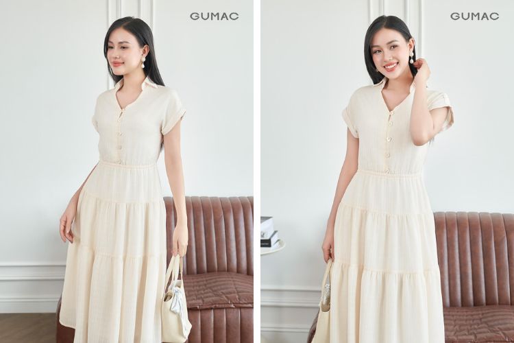 Đầm trắng xếp tầng đi biển Đầm trắng xếp tầng đi biển